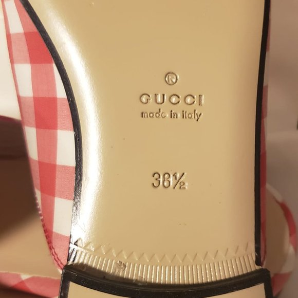 Gucci Princetown Red White Gingham Plaid Slide Loafer Mule Slipper Flat 38.5 - Picture 5 of 7